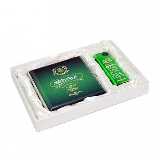 Set Cadou 90360 Matteo Tabachera+bricheta Turbo Verde Whisky
