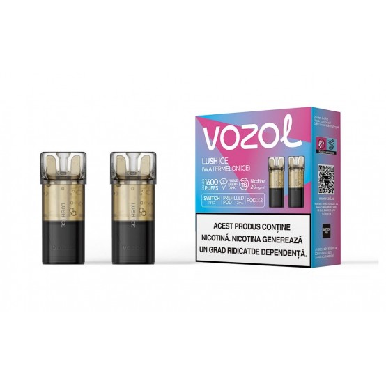 Set 2 Cartuse cu nicotina Vozol Switch Pro 800 Pufuri Aroma Watermelon Ice (Lush Ice) 