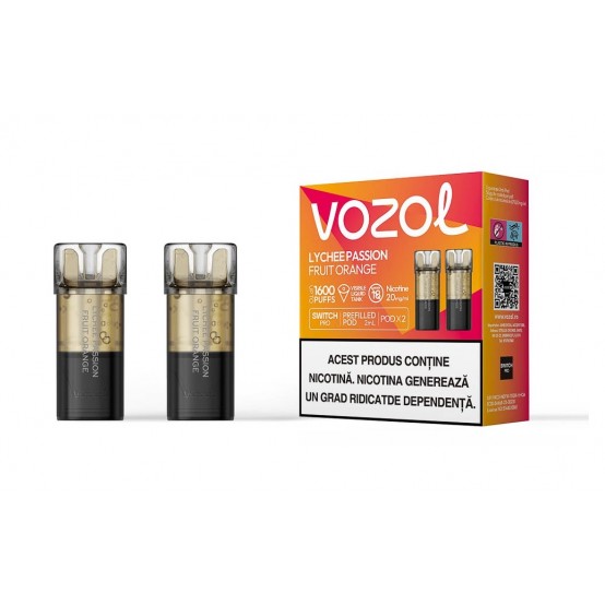 Set 2 Cartuse cu nicotina Vozol Switch Pro 800 Pufuri Aroma Lychee Fruit Orange 