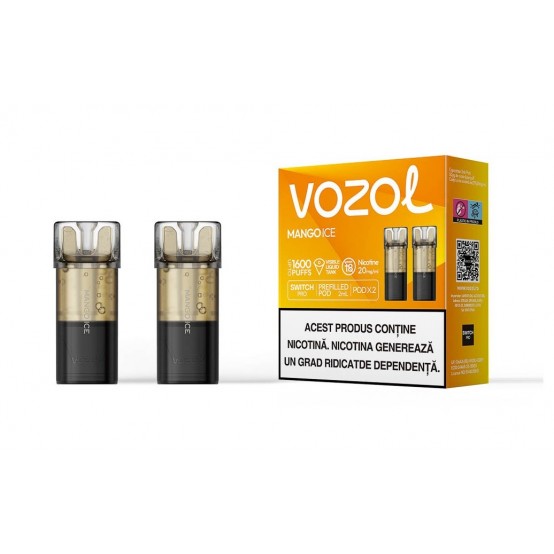 Set 2 Cartuse cu nicotina Vozol Switch Pro 800 Pufuri Aroma Mango Ice 