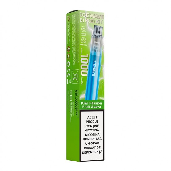 Vape Kit Icewave E1 1000 pufuri Kiwi Passion Fruit Guava Azure Blue 2ml 20mg