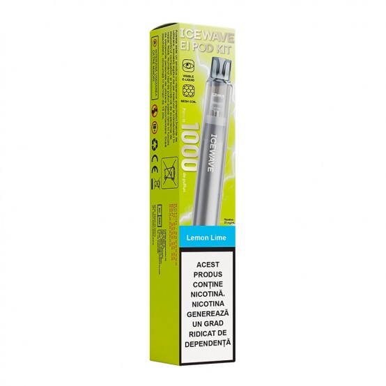 Vape Kit Icewave E1 1000 pufuri Lemon Lime Dark Grey 2ml 20mg