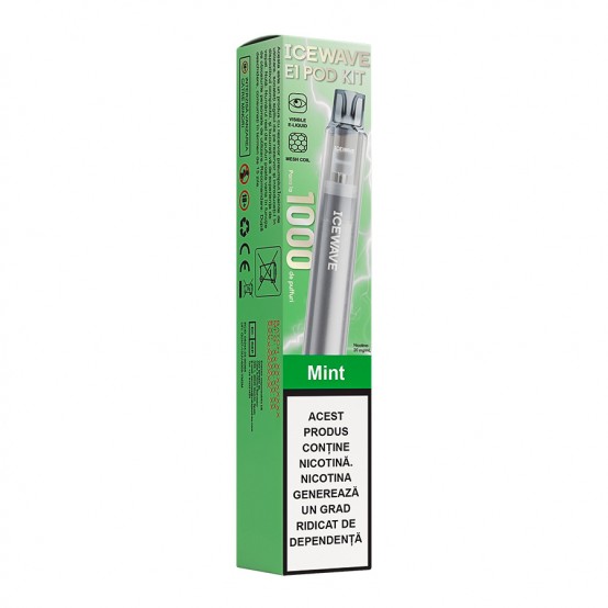 Vape Kit Icewave E1 1000 pufuri Mint Dark Grey 2ml 20mg