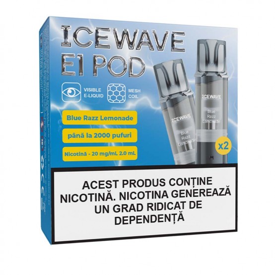 Set 2 cartuse Vape Icewave E1 Pod Blue Razz Lemonade 2ml 20mg