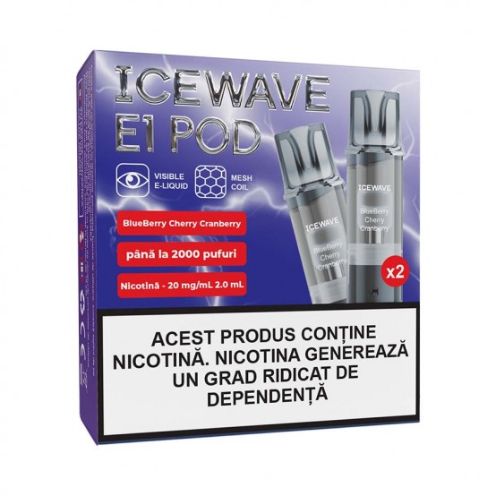 Set 2 cartuse Vape Icewave E1 Pod Blueberry Cherry Cranberry 2ml 20mg