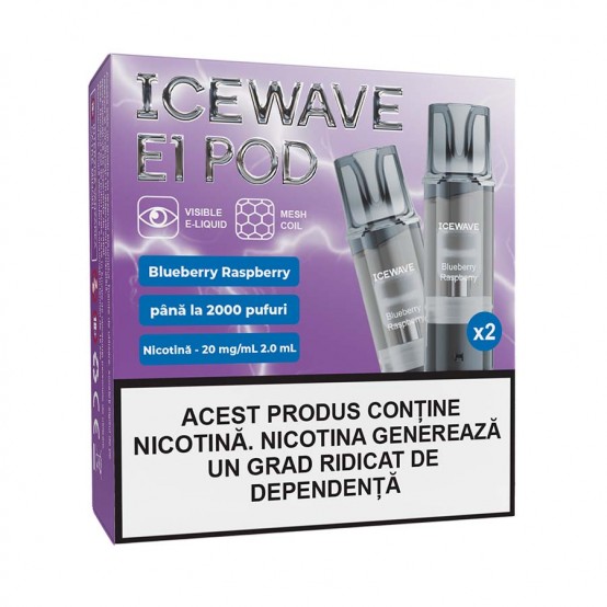 Set 2 cartuse Vape Icewave E1 Pod Blueberry Raspberry 2ml 20mg