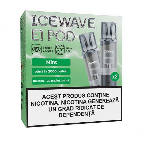Set 2 cartuse Vape Icewave E1 Pod Mint 2ml 20mg