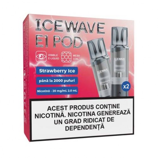 Set 2 cartuse Vape Icewave E1 Pod 2ml 20mg Strawberry Ice