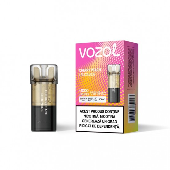 Cartus cu nicotina Vozol Switch Pro 800 Pufuri Aroma Cherry Peach Lemonade Single Pod