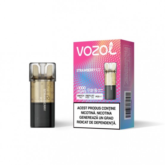 Cartus cu nicotina Vozol Switch Pro 800 Pufuri Aroma Strawberry Ice Single Pod