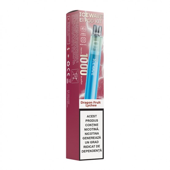 Vape Kit Icewave E1 1000 pufuri Dragon Fruit Lychee Azure Blue 2ml 20mg