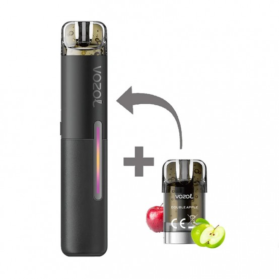 Kit Tigara Electronica reincarcabila VOZOL SLEEK Double Apple 1500 de pufuri
