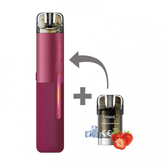Kit Tigara Electronica reincarcabila VOZOL SLEEK Strawberry Ice 1500 de pufuri
