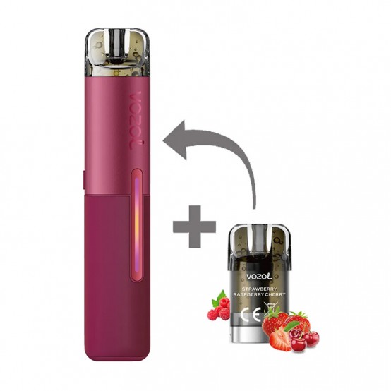 Kit Tigara Electronica reincarcabila VOZOL SLEEK Strawberry Raspberry Cherry 1500 de pufuri